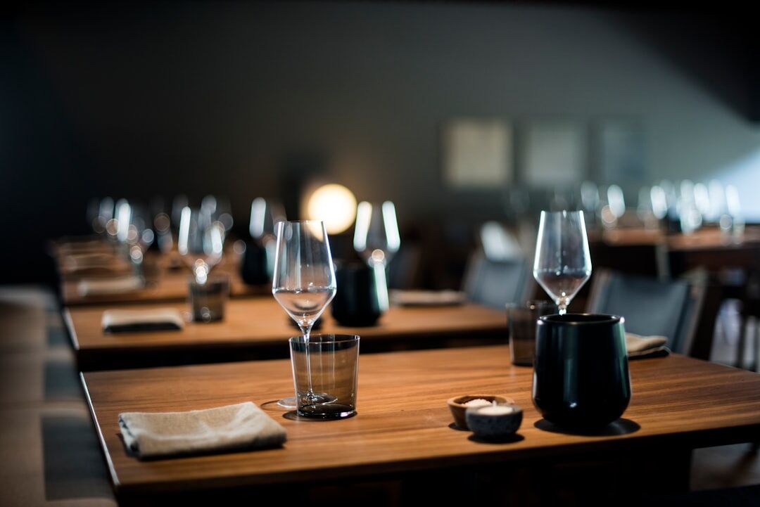 Cozy Danish restaurant interior with wooden tables
