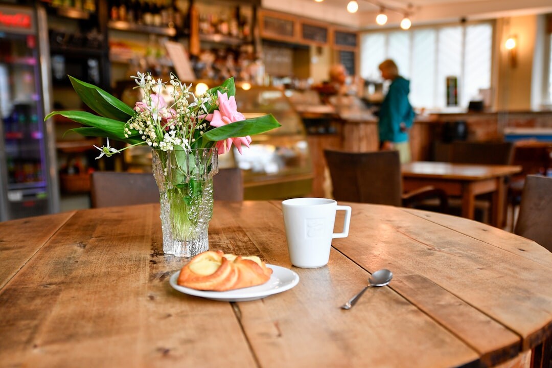 Danish cafe interior with people drinking coffee