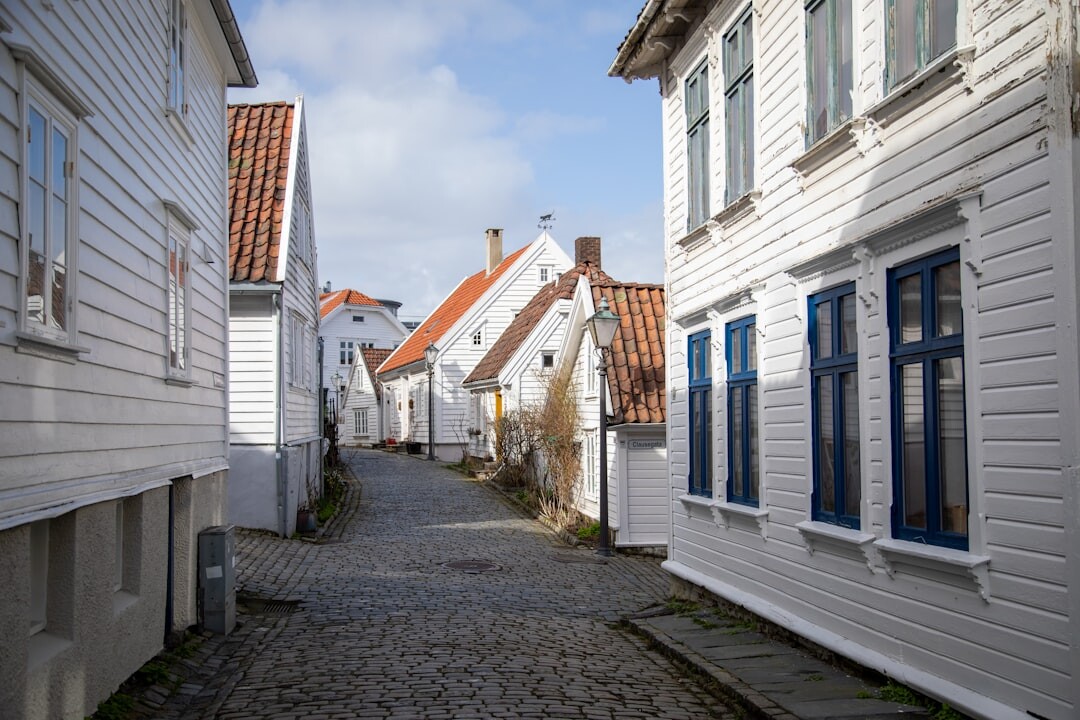 Narrow cobblestone street in a Danish old town