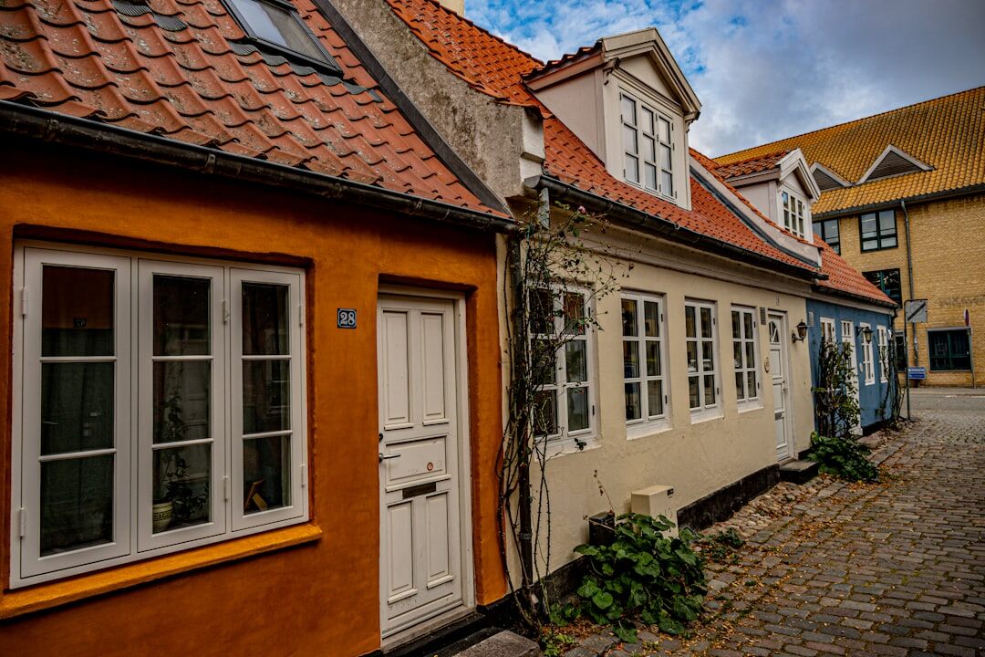 Afternoon light on a street in Aarhus with pedestrians
