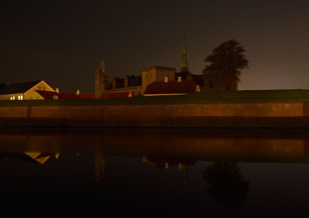 Helsingor coastline with Kronborg castle in the distance