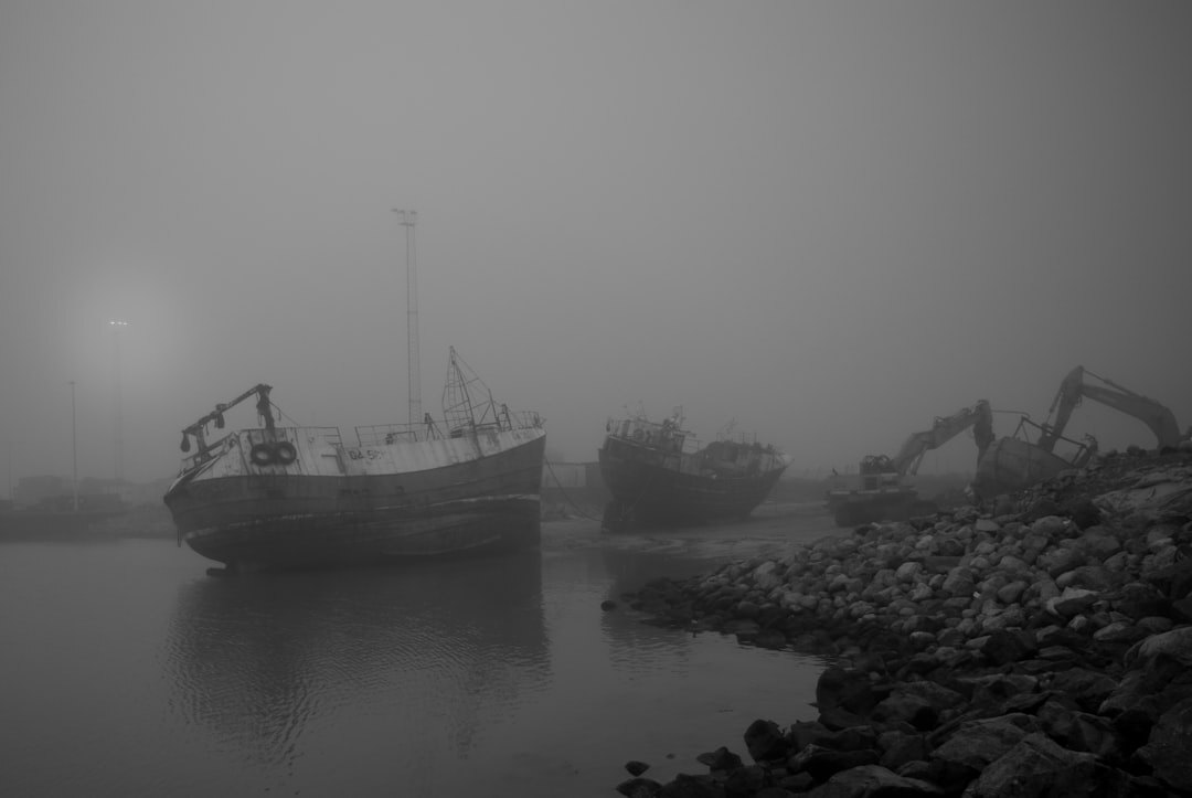 Esbjerg harbor with fishing boats and cranes